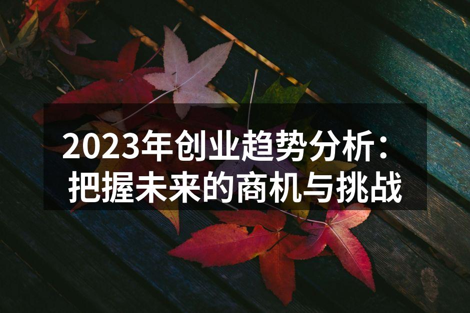 2023年创业趋势分析：把握未来的商机与挑战