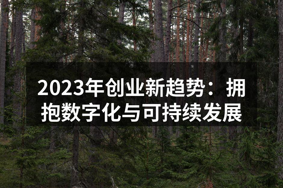 2023年创业新趋势：拥抱数字化与可持续发展